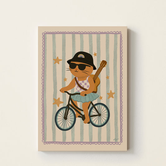 Cool Cat on Bike Poster