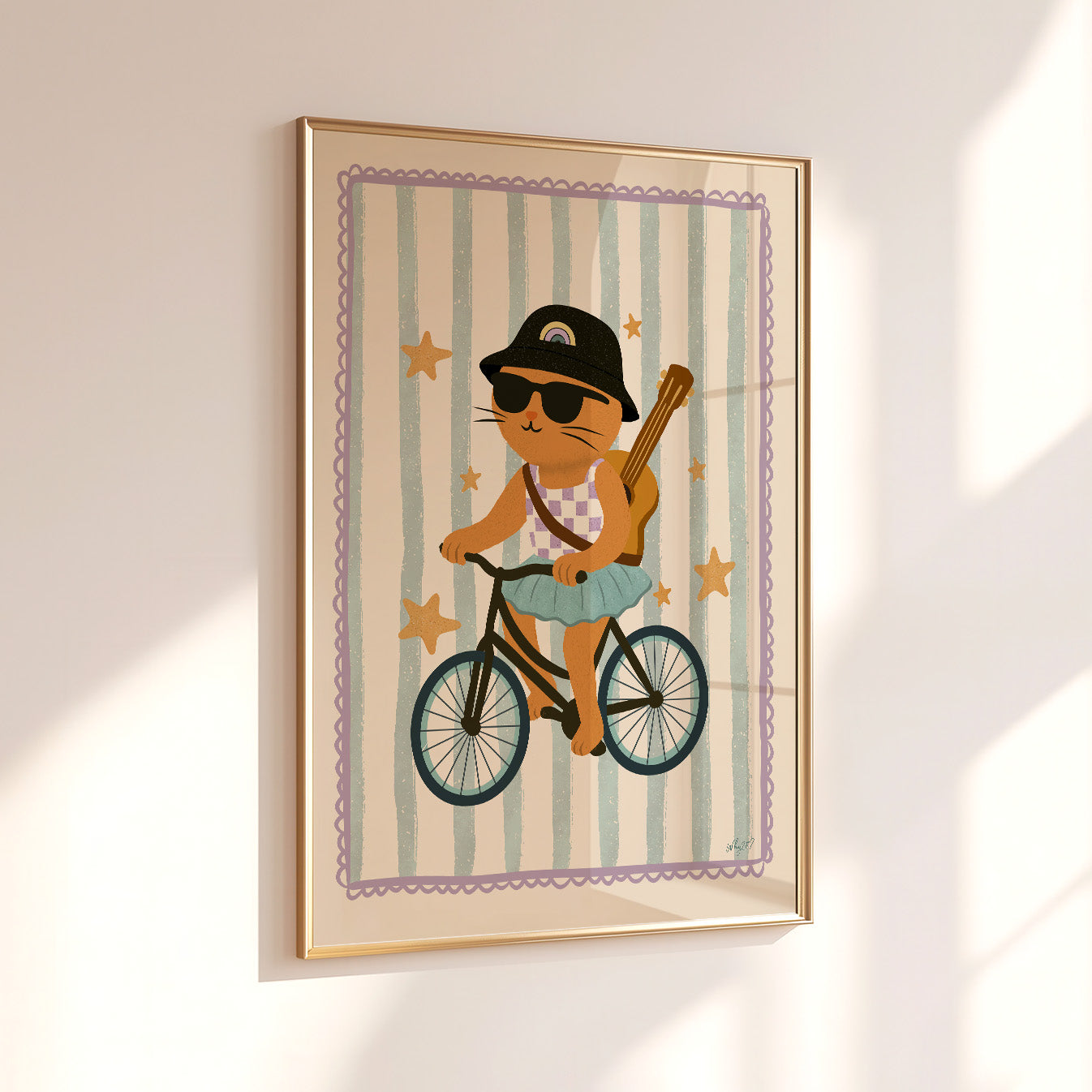 Cool Cat on Bike Poster