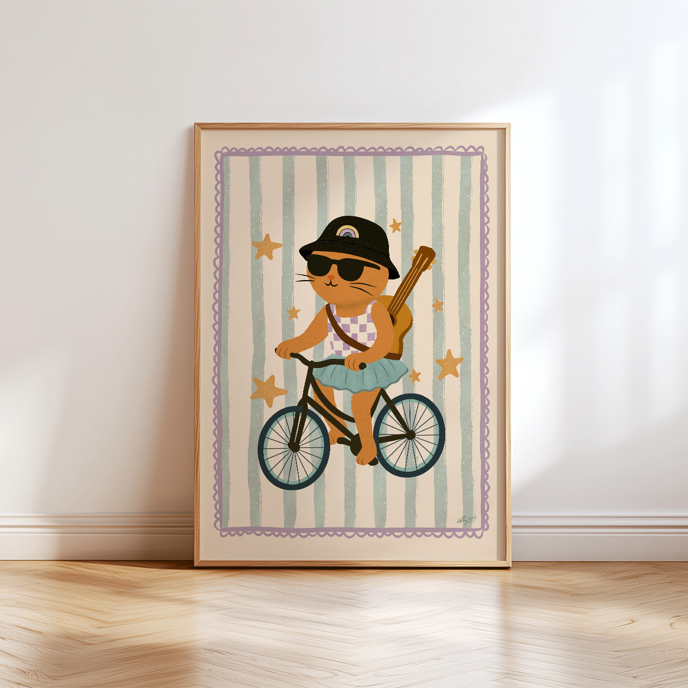Cool Cat on Bike Poster