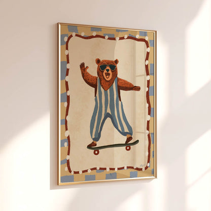 Happy Skater Bear Poster