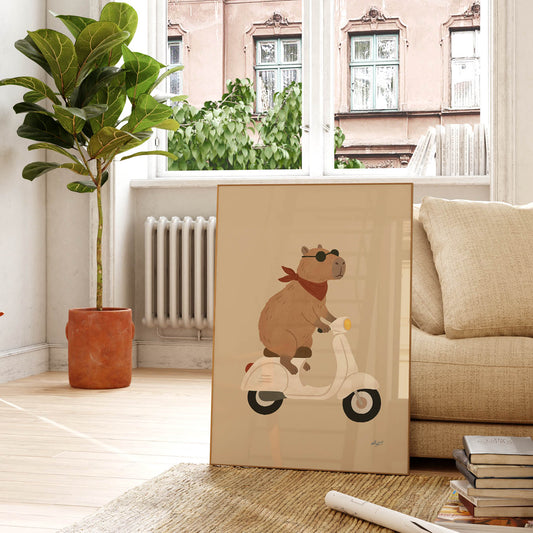 Cruisin' Capybara Poster