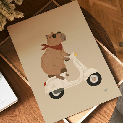 Cruisin' Capybara Poster