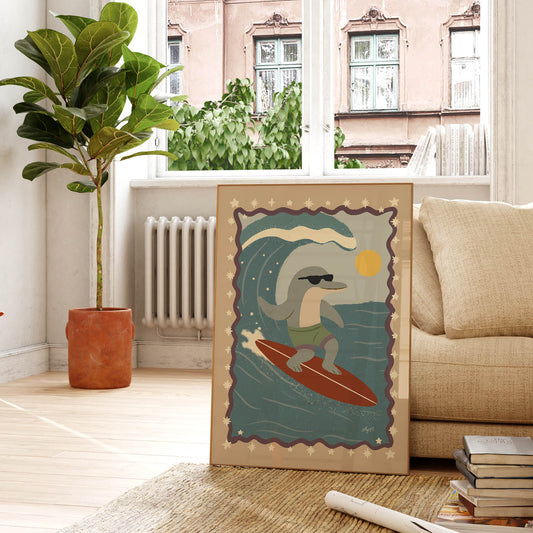 Wave Rider Dolphin Poster