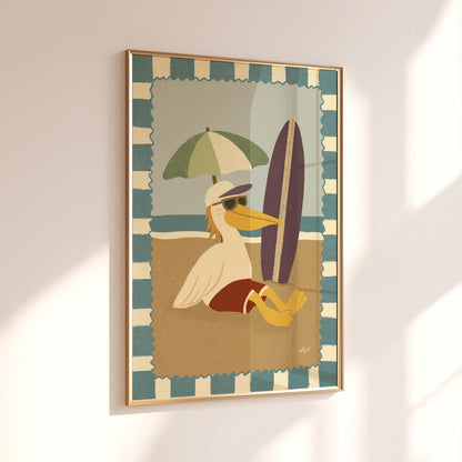 Surf Pelican Poster