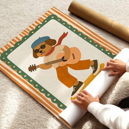 Skate Guitar Dog Poster