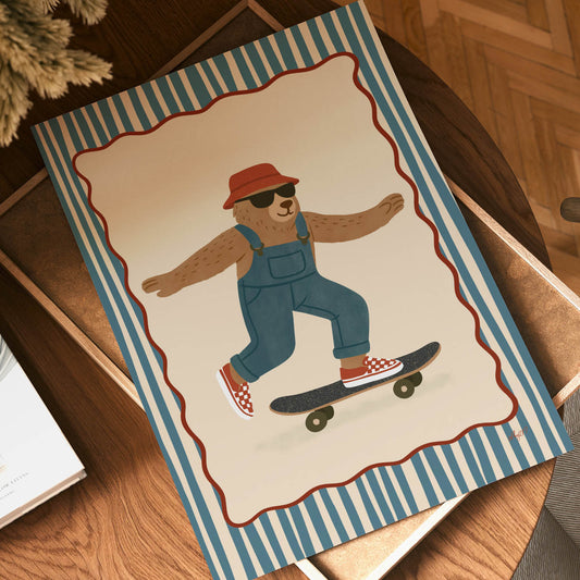 Cool Skater Bear Poster