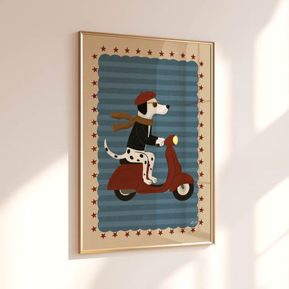 Vintage Dog Scooter Poster