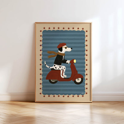 Vintage Dog Scooter Poster