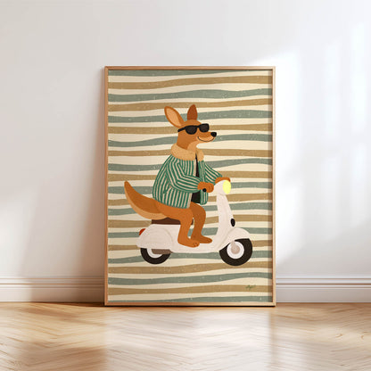 Cool Kangaroo Scooter Poster