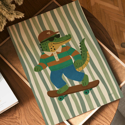 Cool Crocodile Skateboard Poster