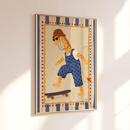 Skater Giraffe Poster