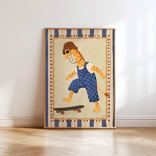 Skater Giraffe Poster