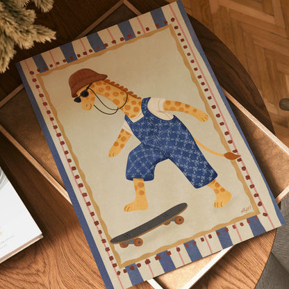 Skater Giraffe Poster