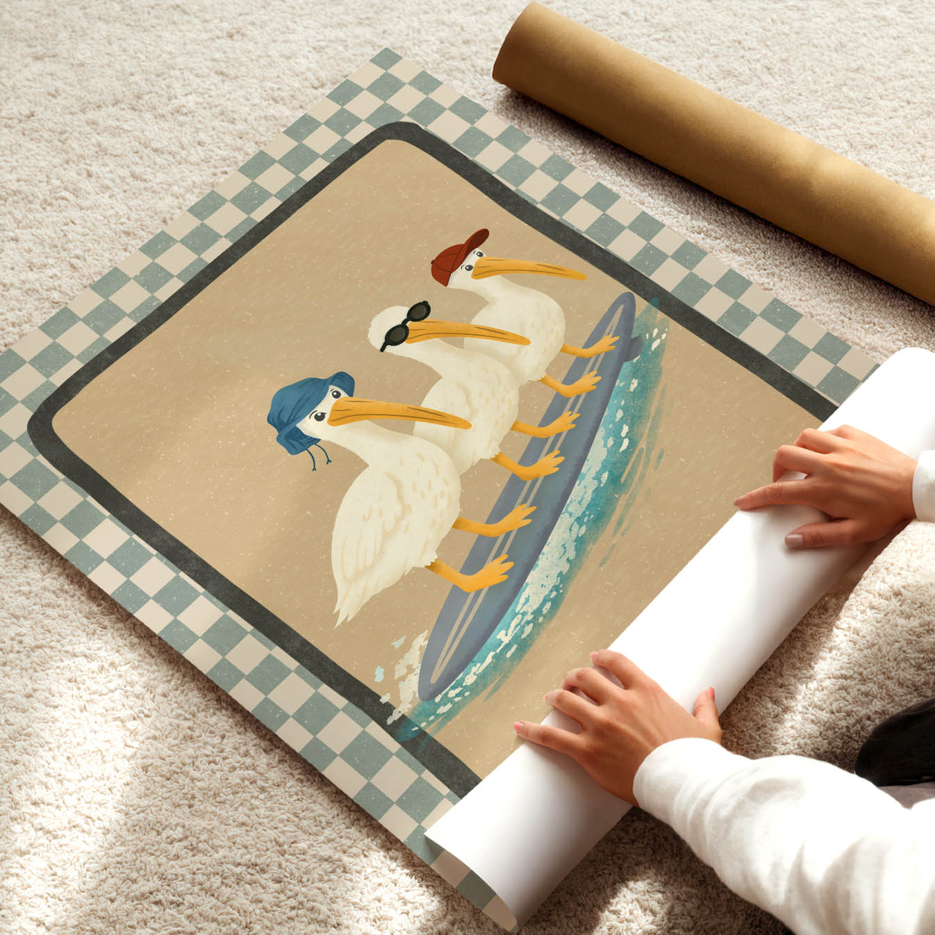 Surf Crew Pelican Poster