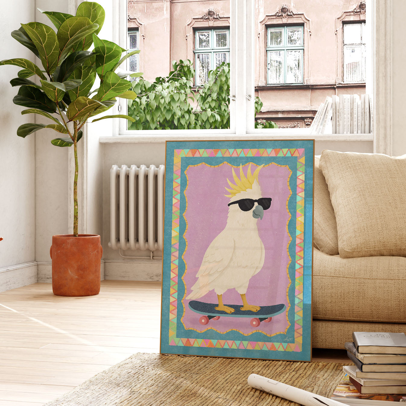 Cool Cockatoo Skateboard Poster