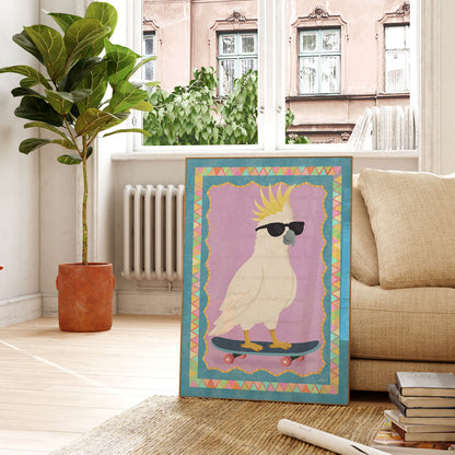 Cool Cockatoo Skateboard Poster
