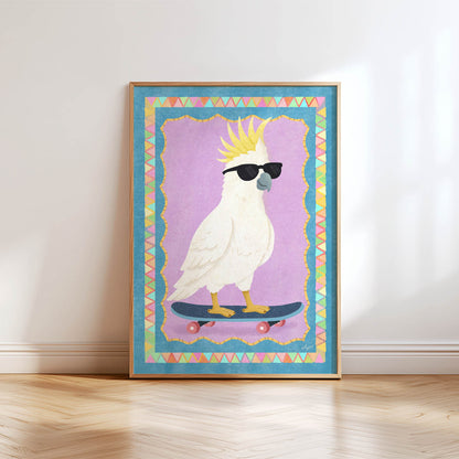 Cool Cockatoo Skateboard Poster
