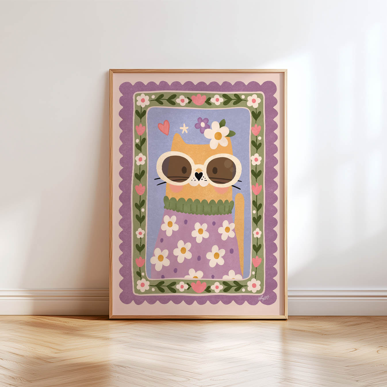 Flower Cat Poster