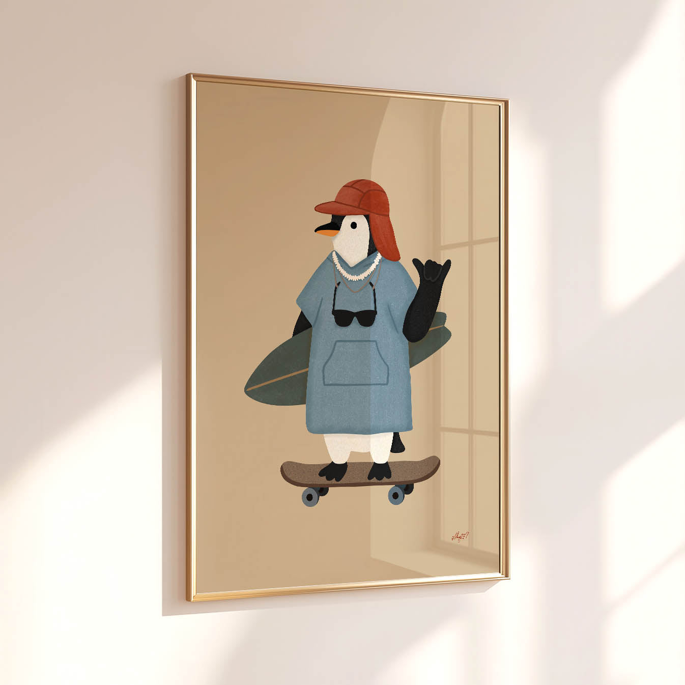 Surf Penguin Poster
