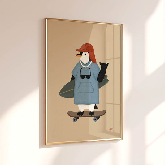 Surf Penguin Poster