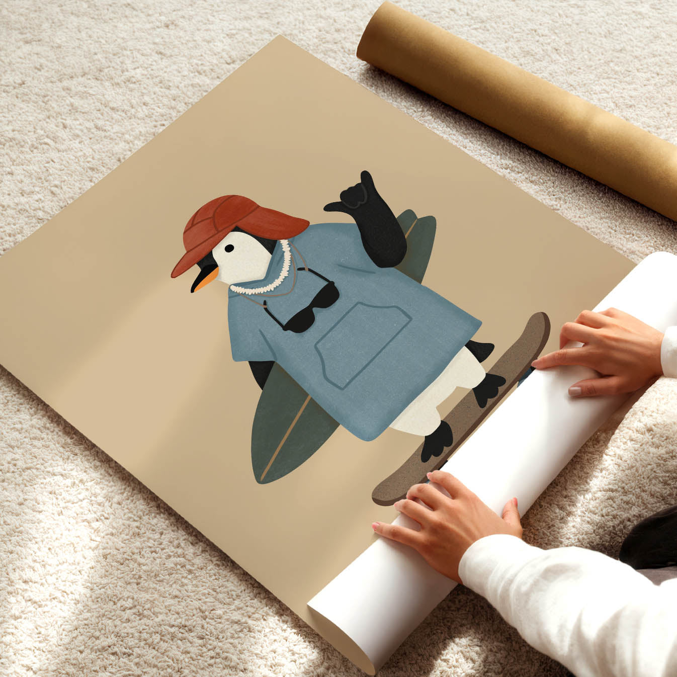 Surf Penguin Poster