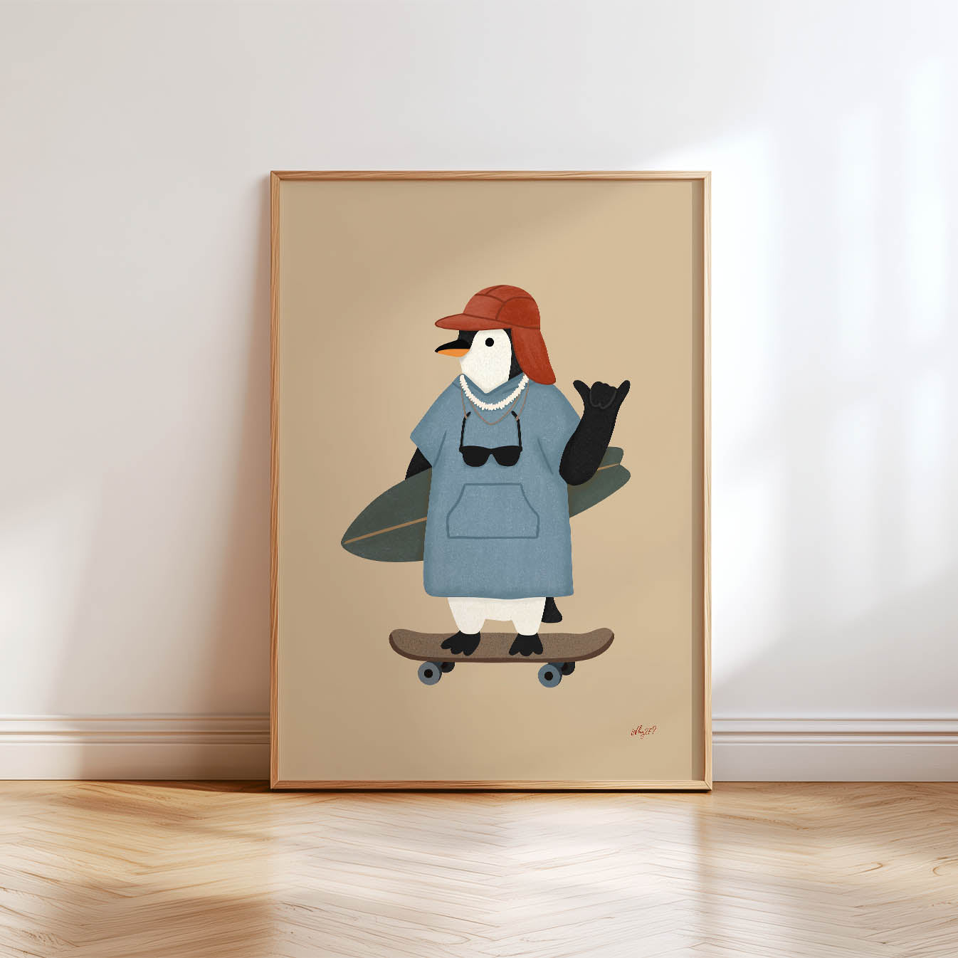 Surf Penguin Poster