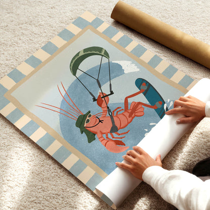 Kite Rider Lobster Poster