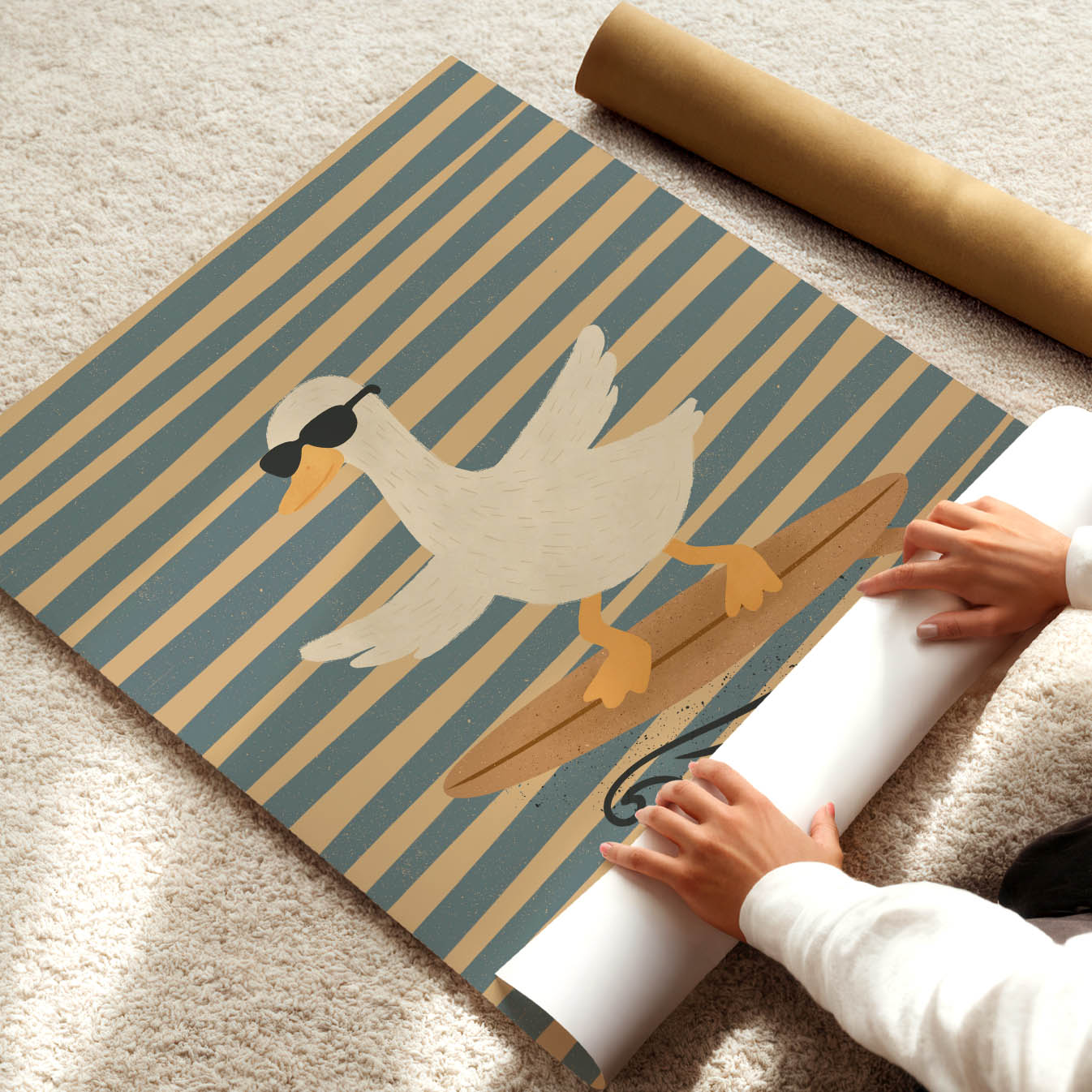Wave Rider Duck Poster