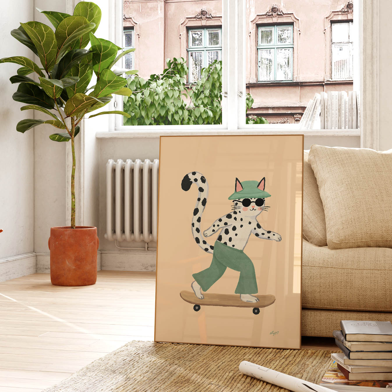 Cool Skater Cat Poster