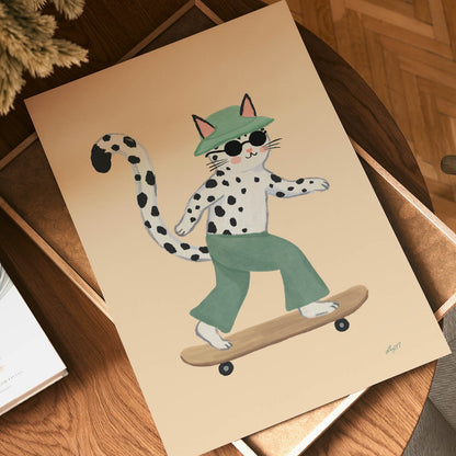 Cool Skater Cat Poster