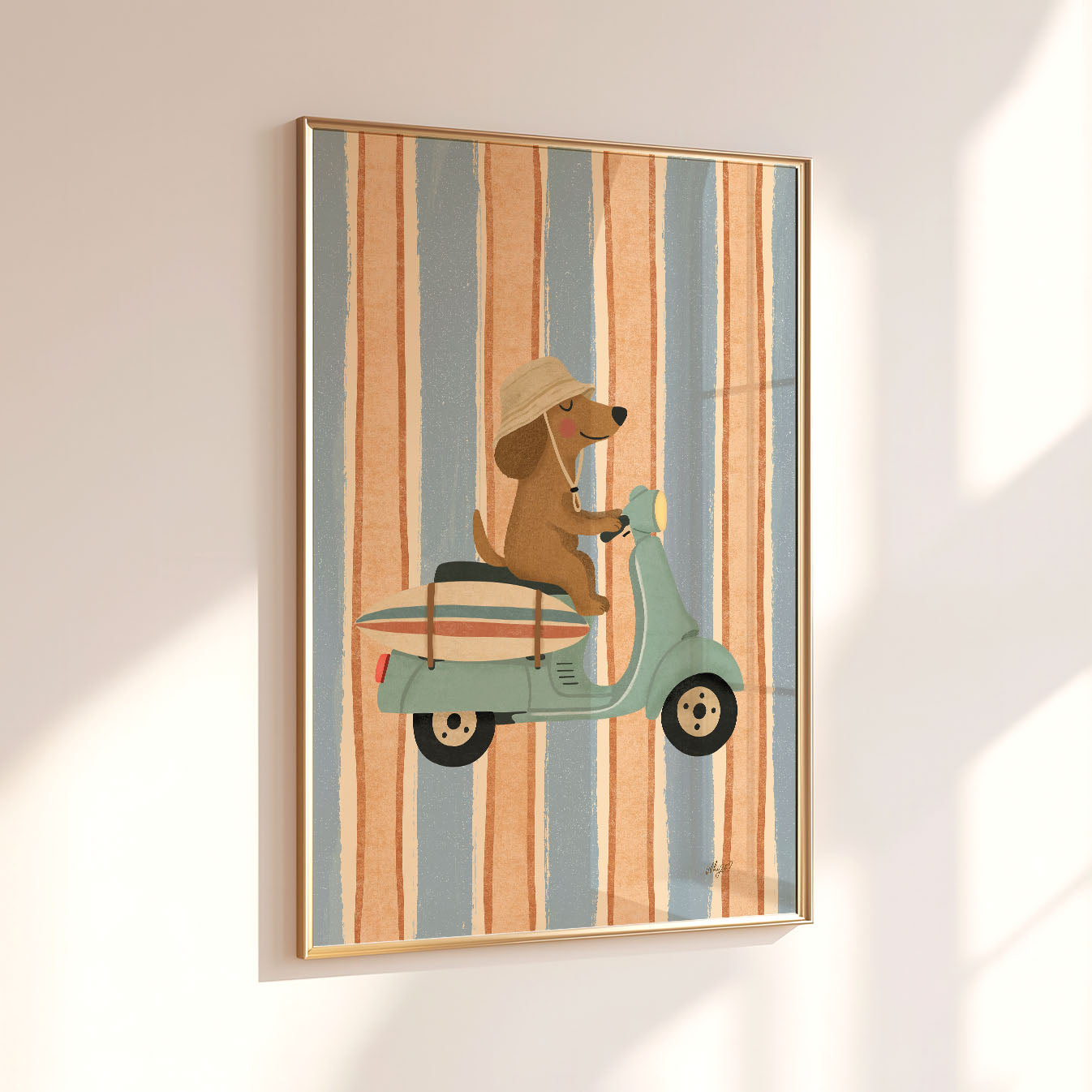 Surf Vespa Dog Poster