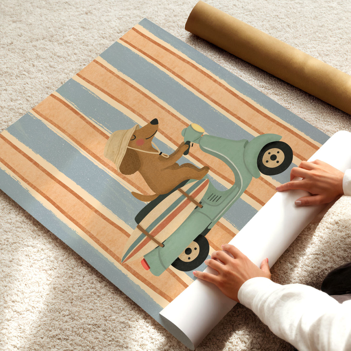 Surf Vespa Dog Poster