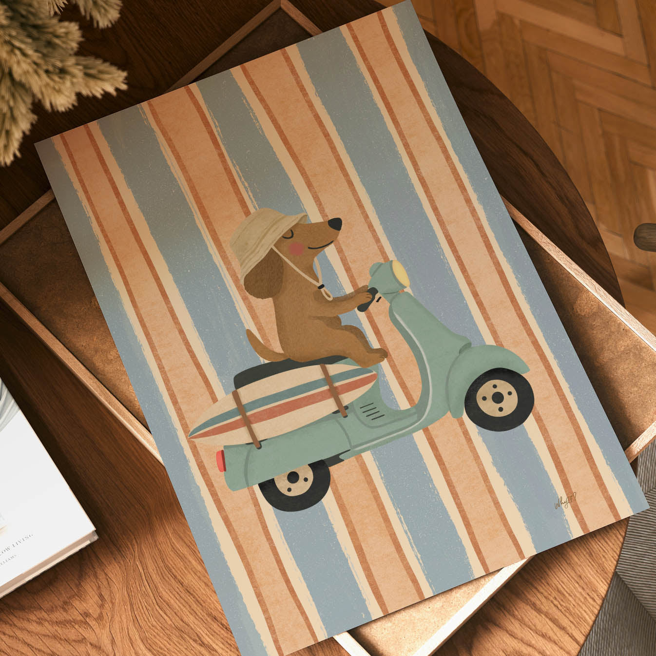 Surf Vespa Dog Poster