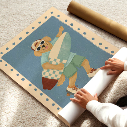 Surf & Roll Dog Poster