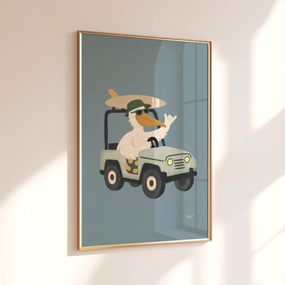Beach Cruiser Pelican Poster