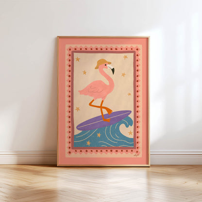 Flamingo Surf Poster