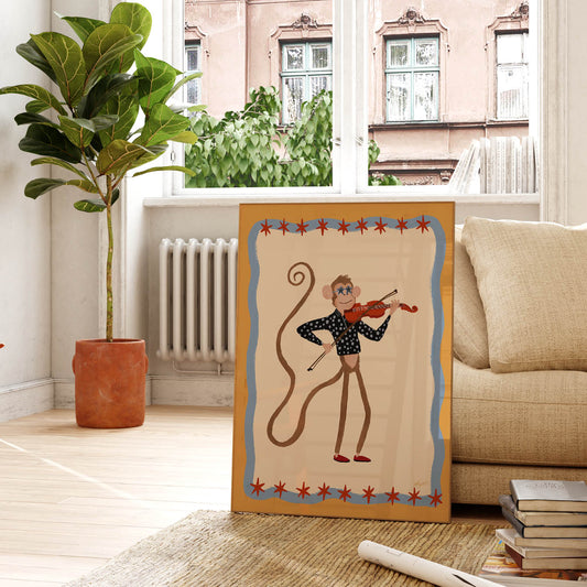 Little Violinist Monkey Poster