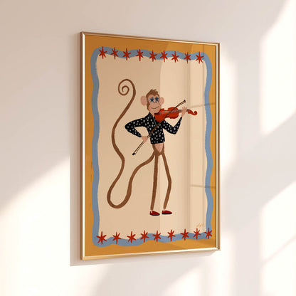 Little Violinist Monkey Poster