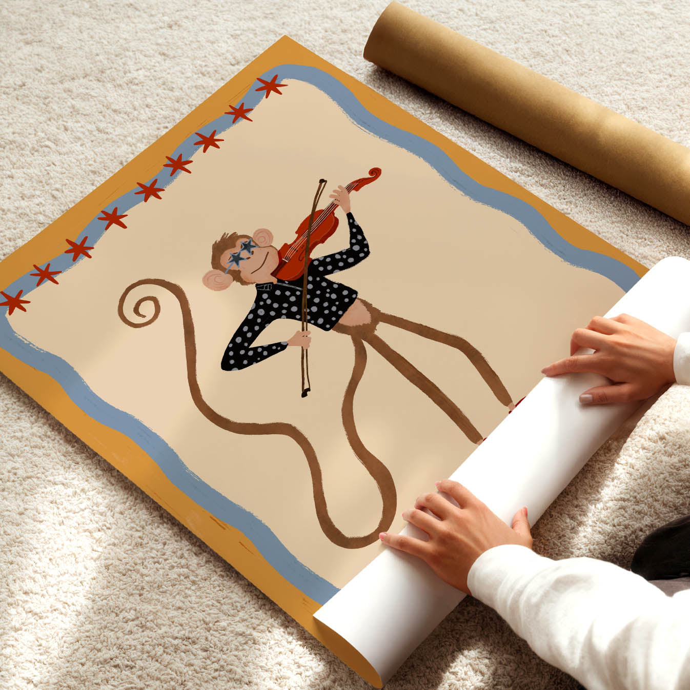 Little Violinist Monkey Poster